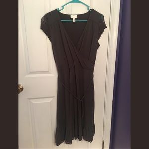 Loft Petite Wrap Dress with Crochet Detail